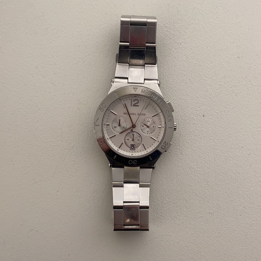 Micheal Kors silver oversized watch